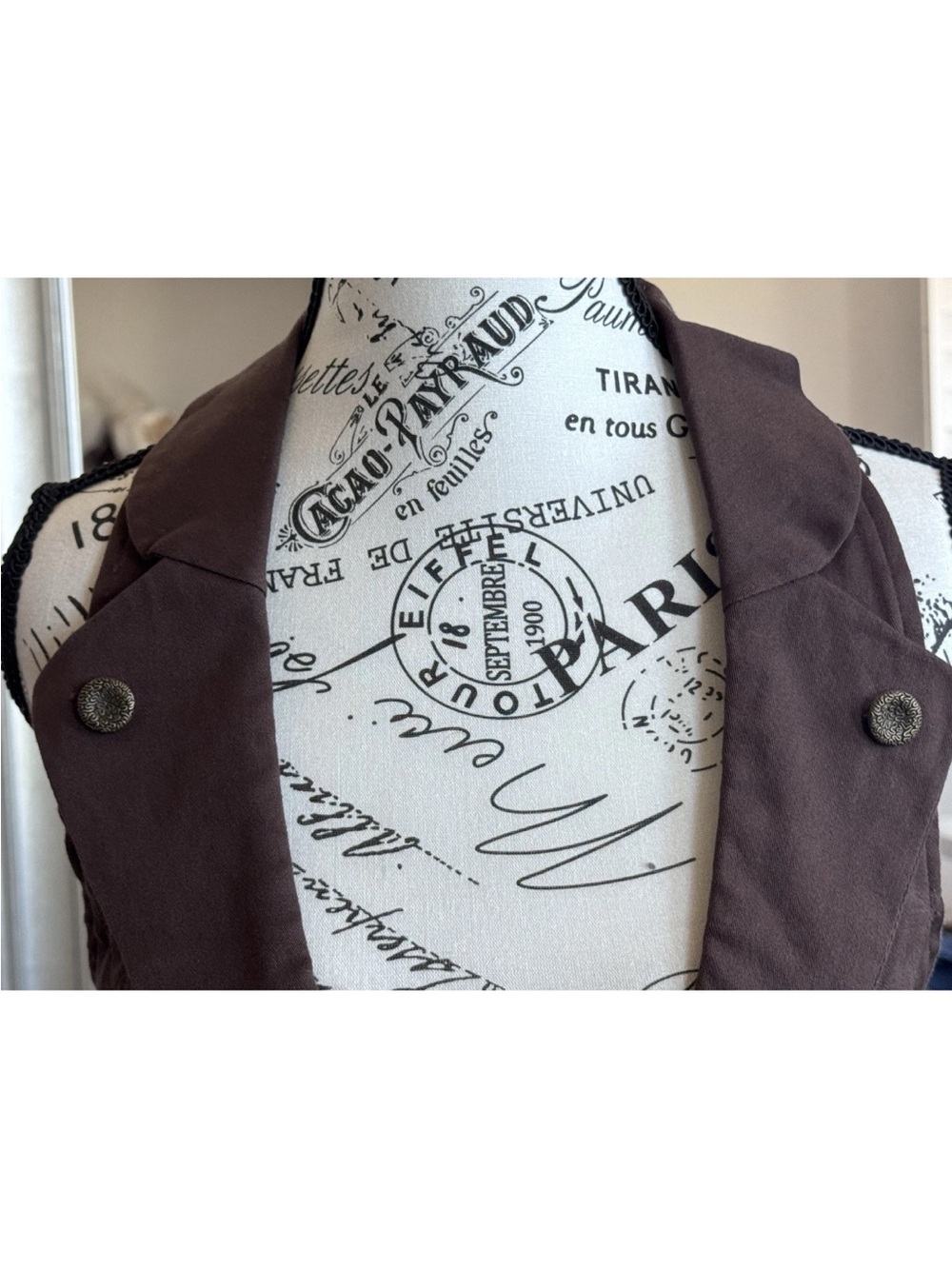 vintage Y2K charlotte russe Brown halter Top neck vest jacket one snap button - Picture 3 of 10